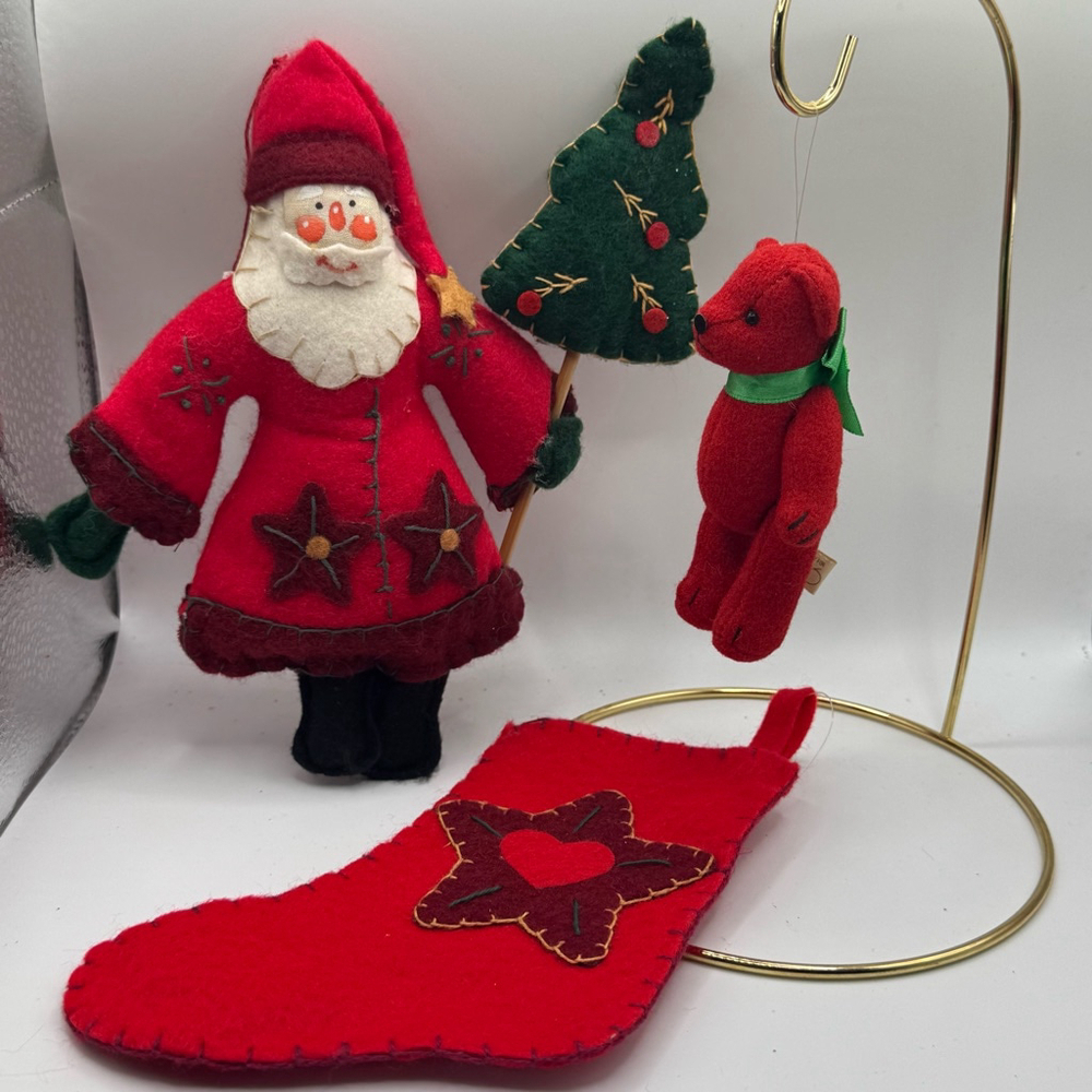 Vintage Department 56 Christmas Ornaments Red Felt Set of 3